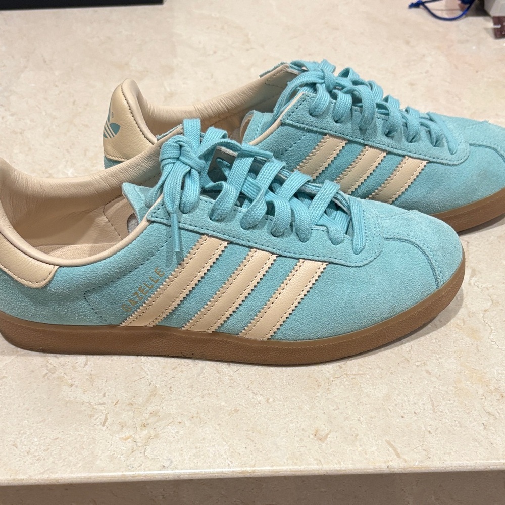 Adidas Light Blue and Beige Sneakers